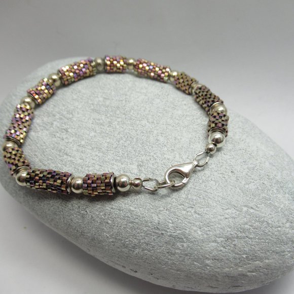 Peyote tube and Sterling silver bracelet - Picture 5 of 11